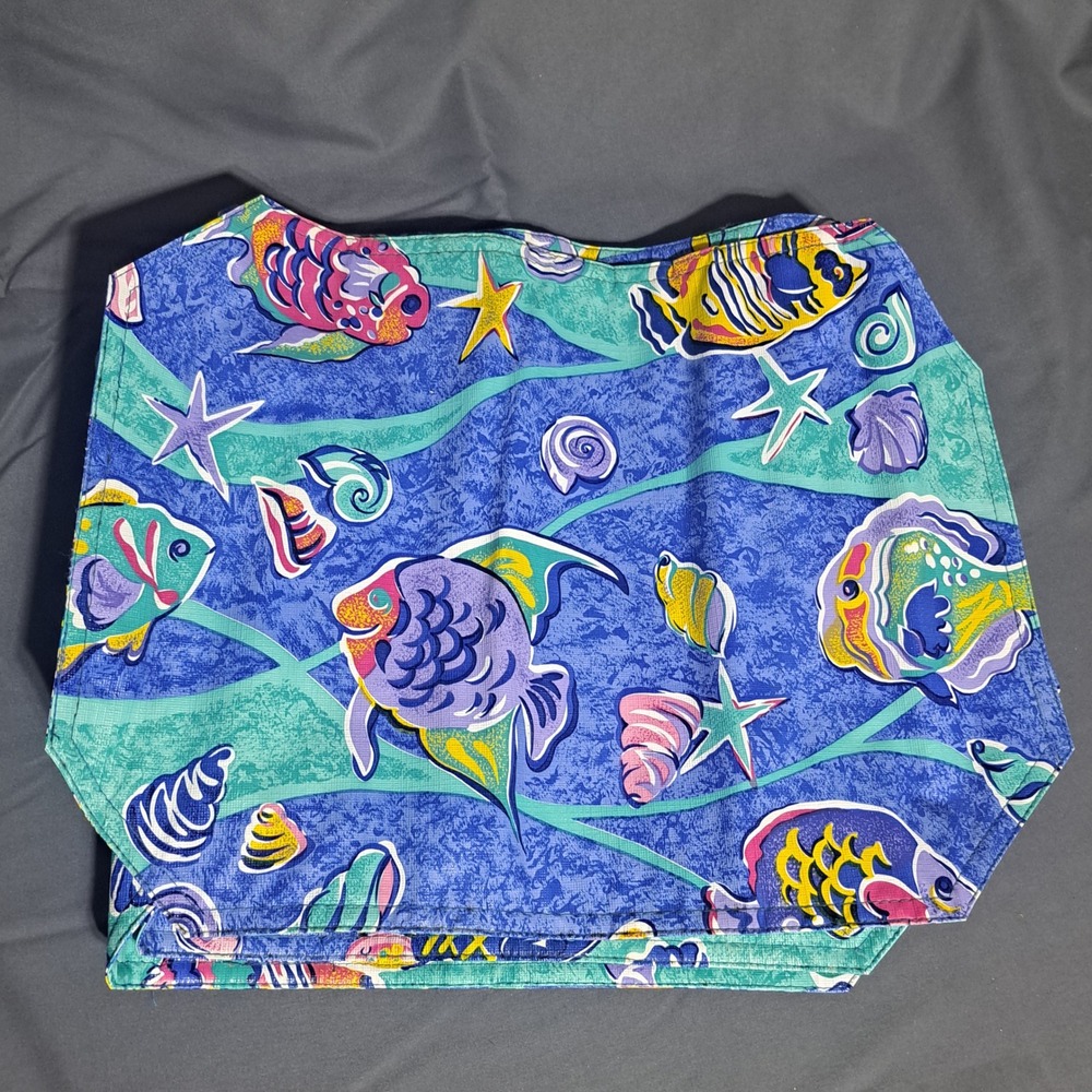 Tropical Fish Fabric Place Mats Set of 6 Easy To Clean 17" x‎ 13" Multicolor